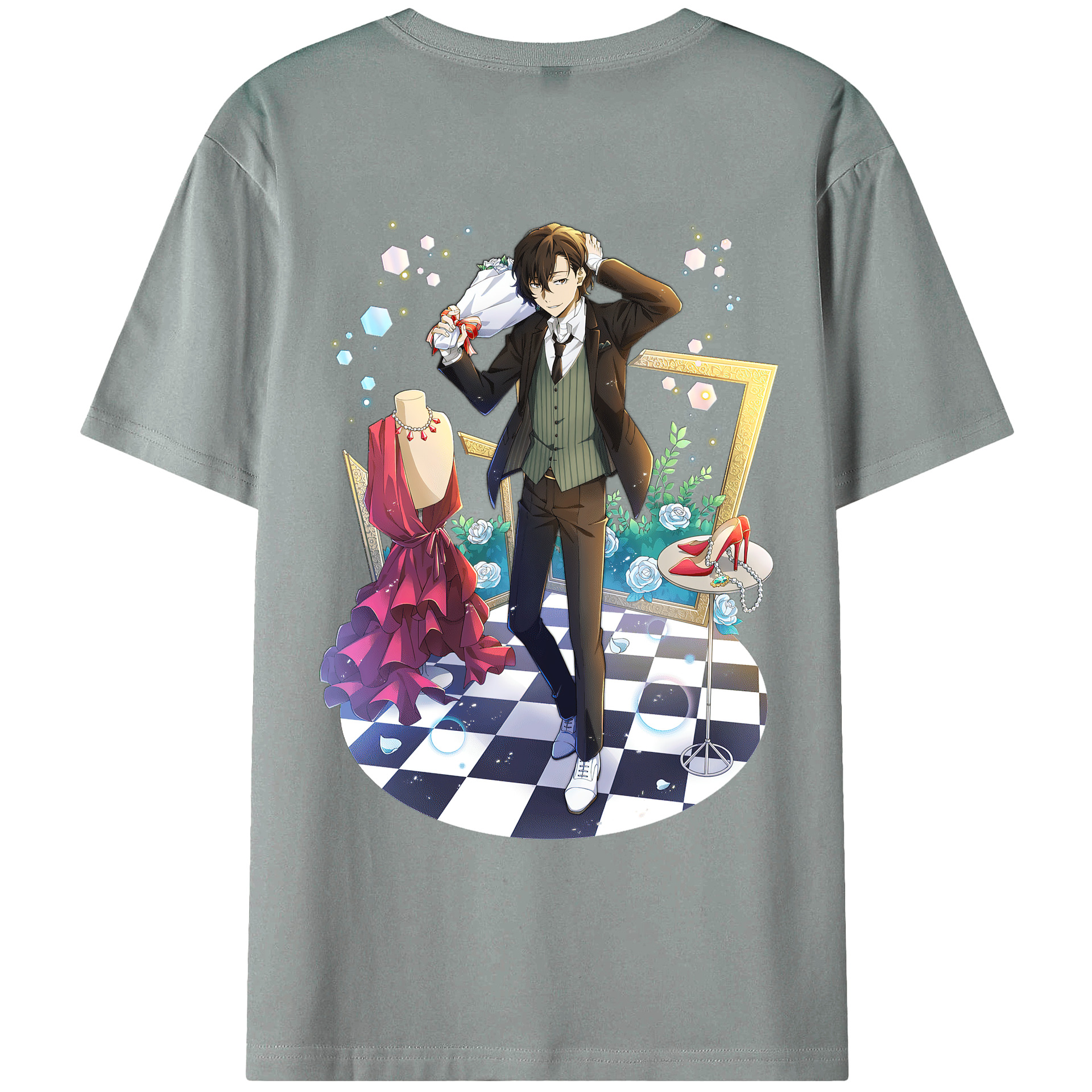 （画像用） 文豪ストレイドッグス Bungo Stray Dogs 綿100％ メンズ半袖Tシャツ（バックプリント） 通気性